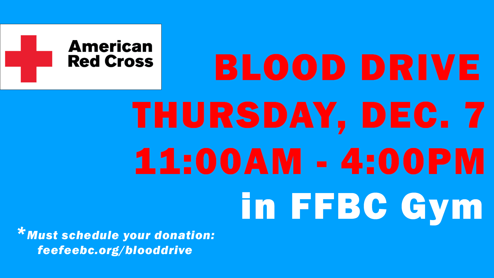 Blood Drive is December 7 in the Gym - Fee Fee Baptist Church